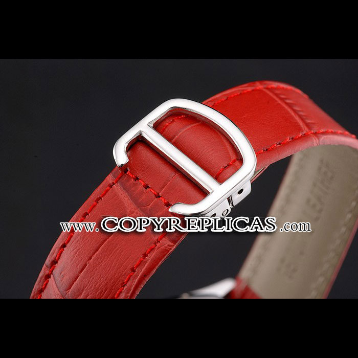 Cartier Tortue Perpetual Calendar White Dial Stainless Steel Case Red Leather Strap CTR6148 - Photo-3