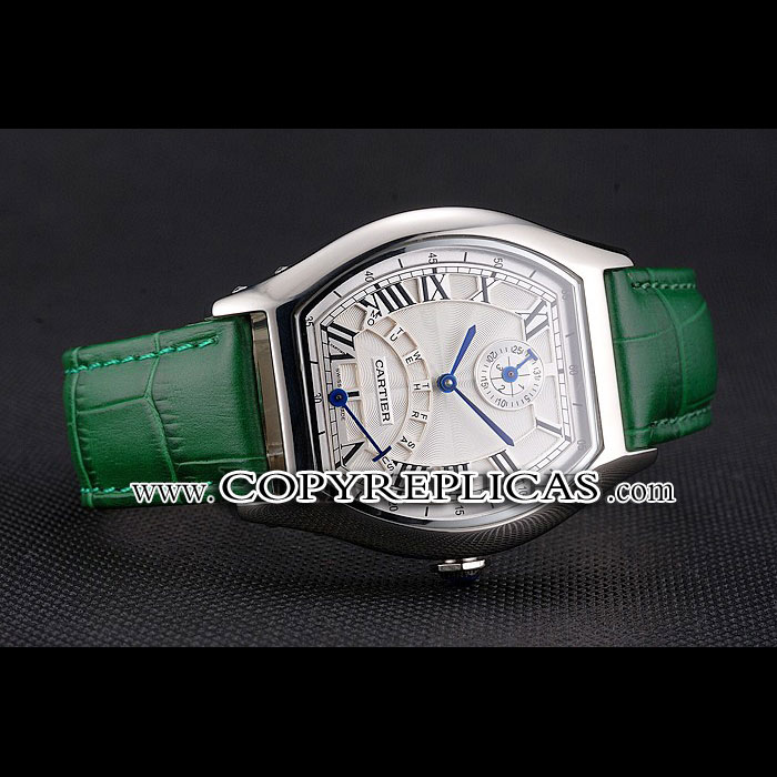 Cartier Tortue Perpetual Calendar White Dial Stainless Steel Case Green Leather Strap CTR6149 - Photo-2