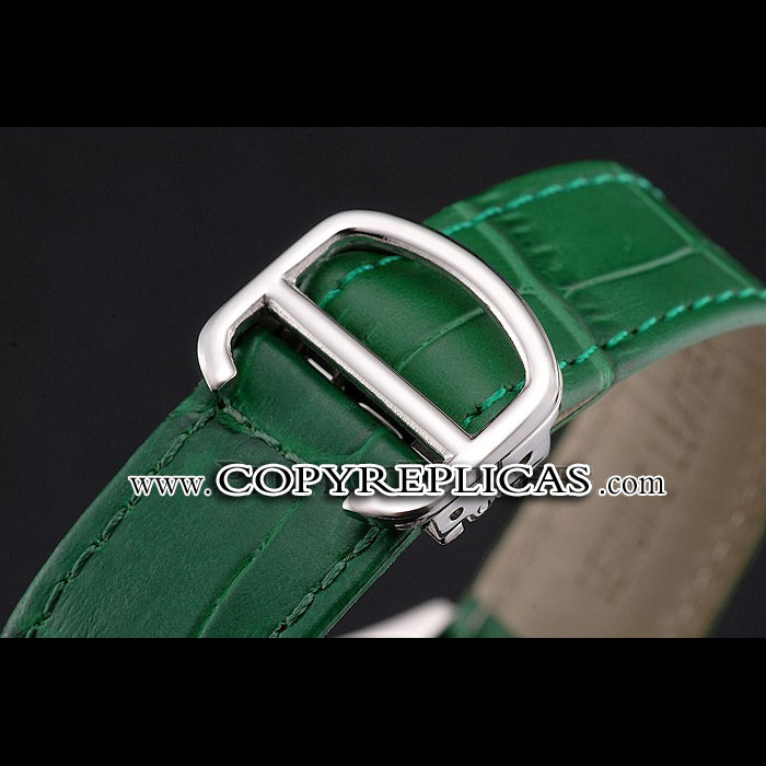 Cartier Tortue Perpetual Calendar White Dial Stainless Steel Case Green Leather Strap CTR6149 - Photo-3