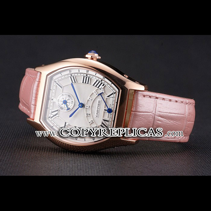 Cartier Tortue Perpetual Calendar White Dial Gold Case Pink Leather Strap CTR6150 - Photo-2