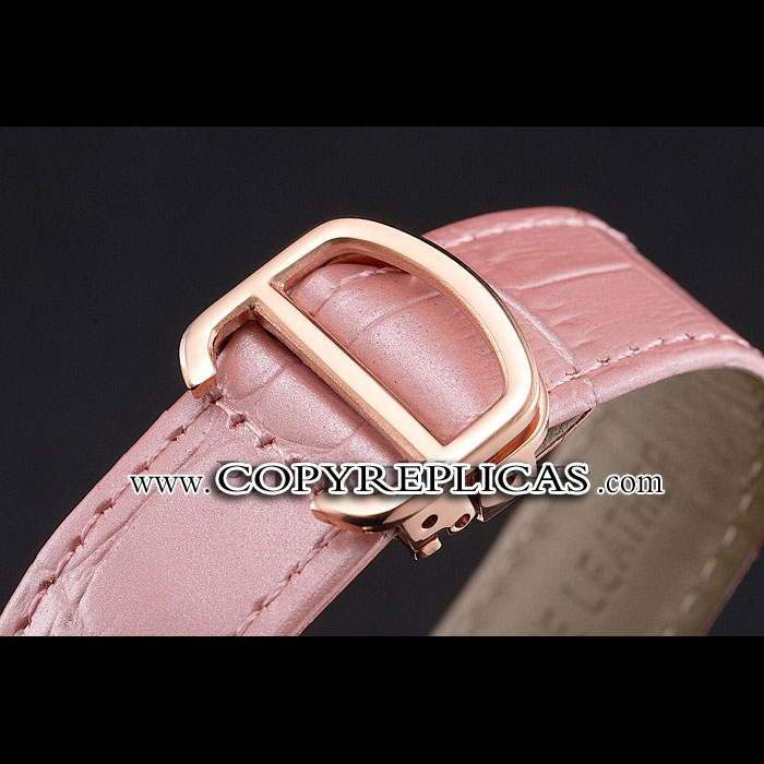 Cartier Tortue Perpetual Calendar White Dial Gold Case Pink Leather Strap CTR6150 - Photo-3