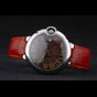 Cartier Ballon Bleu 42mm Brown Dial Stainless Steel Case Red Leather Bracelet CTR5901 - thumb-2
