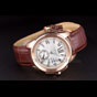Cartier Calibre White Dial Gold Case Brown Leather Bracelet CTR5925 - thumb-2