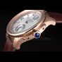 Cartier Calibre White Dial Gold Case Brown Leather Bracelet CTR5925 - thumb-3