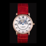 Cartier Moonphase Rose Gold Watch with Red Leather Band ct253 CTR5944