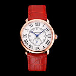 Cartier Ronde Louis Cartier White Dial Gold Case Red Leather Strap CTR5957