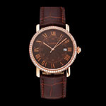 Cartier Ronde Solo Brown Dial Diamond Bezel Rose Gold Case Brown Leather Strap CTR5959