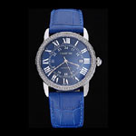 Swiss Cartier Ronde Solo Stainless Steel Diamond Case Blue Dial Roman Numerals CTR5960