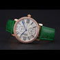 Cartier Ronde Second Time Zone White Dial Gold Case With Diamonds Green Leather Strap CTR5965 - thumb-2