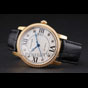 Swiss Cartier Ronde Solo White Dial Gold Diamond Case Black Leather Strap CTR5968 - thumb-2