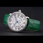 Cartier Ronde Louis Cartier White Dial Stainless Steel Diamond Bezel Green Leather Strap CTR5972 - thumb-2