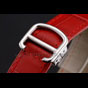 Cartier Ronde White Dial Diamond Bezel Stainless Steel Case Red Leather Strap CTR5979 - thumb-3