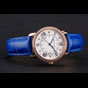 Cartier Ronde White Dial Diamond Bezel Rose Gold Case Blue Leather Strap CTR5982 - thumb-2