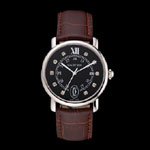 Cartier Ronde Solo Black Dial Diamond Hour Marks Stainless Steel Case Brown Strap CTR5983