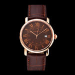 Cartier Ronde Solo Brown Dial Rose Gold Case Brown Leather Strap CTR5985