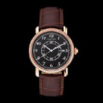 Cartier Ronde Solo Black Dial Diamond Bezel Rose Gold Case Brown Leather Strap CTR5988
