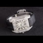 Swiss Cartier Santos Silver Bezel with Diamonds and Black Leather Strap sct47 CTR6044 - thumb-2