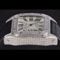 Swiss Cartier Santos Silver Bezel with Diamonds and Black Leather Strap sct47 CTR6044 - thumb-4