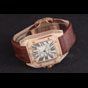 Swiss Cartier Santos Rose Gold Bezel with Diamonds and Brown Leather Strap sct46 CTR6050 - thumb-2