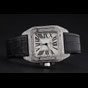 Swiss Cartier Santos Dumont Diamond Case White Dial Roman Numerals Black Bracelet CTR6061 - thumb-2