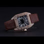 Swiss Cartier Santos Black Dial Diamonds Case Brown Leather Bracelet CTR6077 - thumb-2