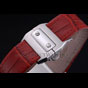Swiss Cartier Santos White Dial Stainless Steel Case Red Leather Bracelet CTR6078 - thumb-3