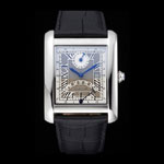 Cartier Tank White Dial Stainless Steel Case Black Leather Strap CTR6082
