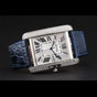 Cartier Tank Anglaise 36mm White Dial Diamonds Steel Case Blue Leather Bracelet CTR6088 - thumb-2