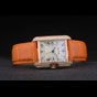 Cartier Tank Anglaise 30mm White Dial Diamonds Gold Case Orange Leather Bracelet CTR6100 - thumb-2