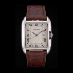 Cartier Tank Anglaise 36mm White Dial Stainless Steel Case Brown Leather Bracelet CTR6102