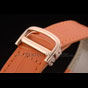 Cartier Tank Anglaise 36mm White Dial Gold Case Orange Leather Bracelet CTR6105 - thumb-3