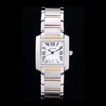 Cartier Tank Francaise 29mm White Dial Stainless Steel Case Two Tone Bracelet CTR6110