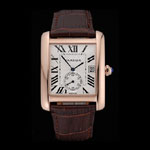 Cartier Tank MC White Dial Gold Case Brown Leather Strap CTR6115