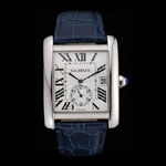 Cartier Tank MC White Dial Stainless Steel Case Blue Leather Strap CTR6118