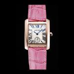 Cartier Tank MC Gold Case White Dial Pink Leather Strap CTR6120