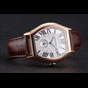 Cartier Tortue Large Date White Dial Gold Case Brown Leather Strap CTR6144 - thumb-2