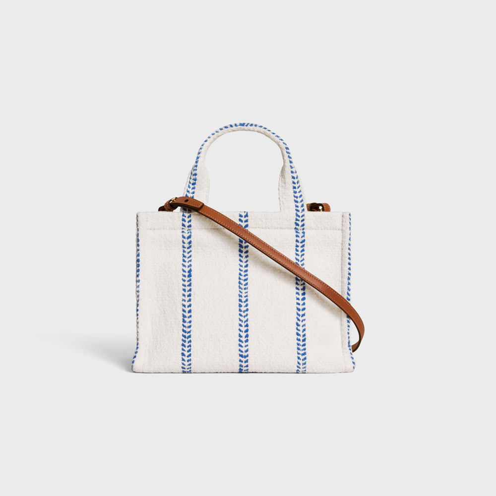 Celine Small Cabas Thais In Striped Textile And Calfskin 199162EYI 01BB - Photo-3