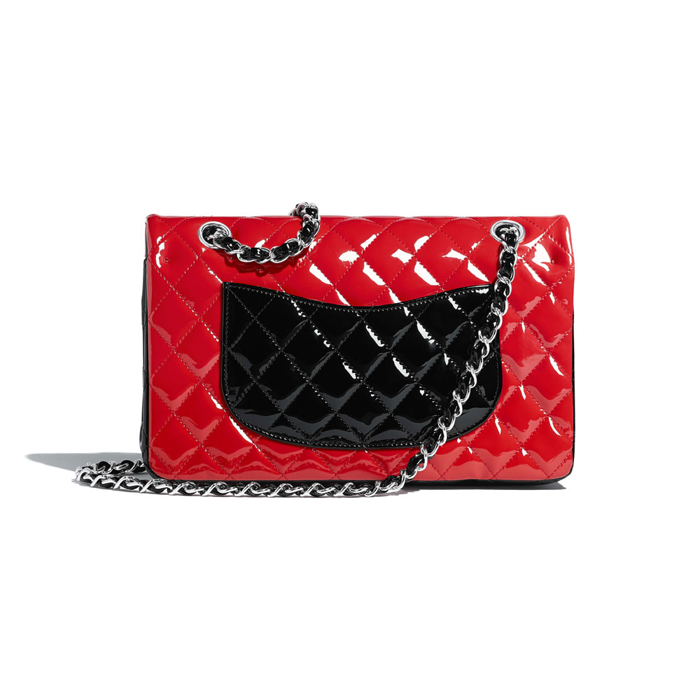 Chanel Patent Red Black Classic bag A01112 B01947 N4744 - Photo-2