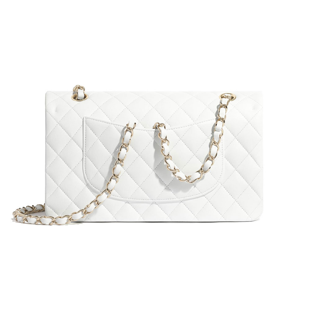 Chanel Lambskin White Classic Handbag A01112 Y04059 10601 - Photo-2