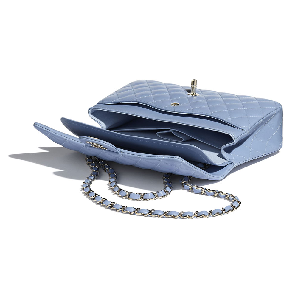 Chanel Lambskin Metal Sky Blue Classic Handbag A01112 Y04059 NA104 - Photo-3