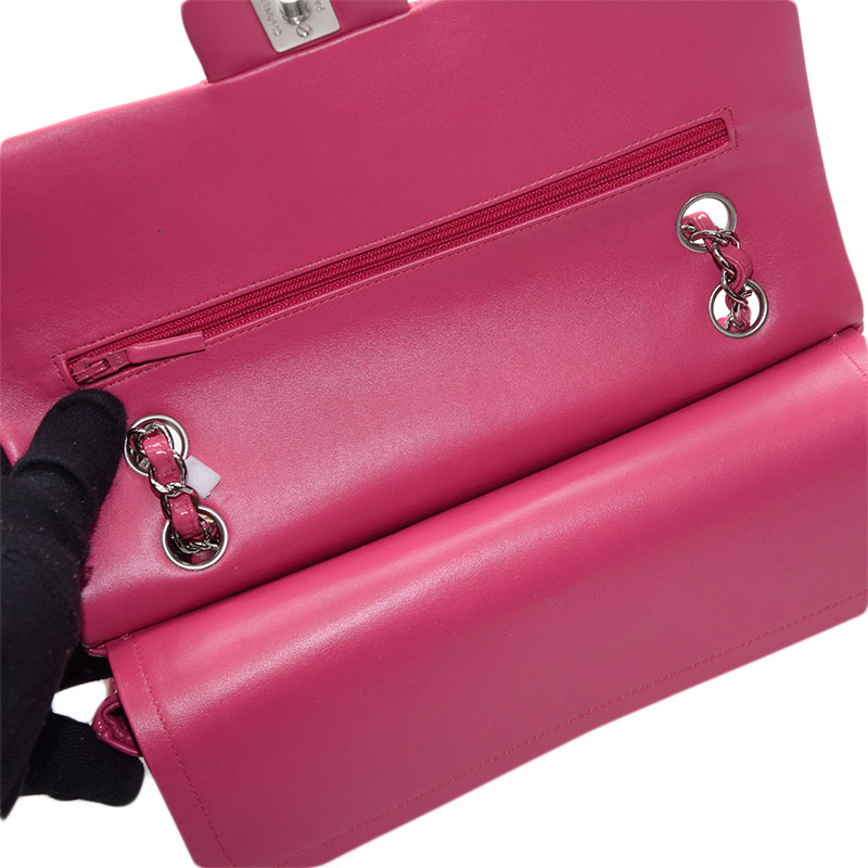 Chanel CF Flap bag Patent Pink A01112 Y06830 3B634 - Photo-4