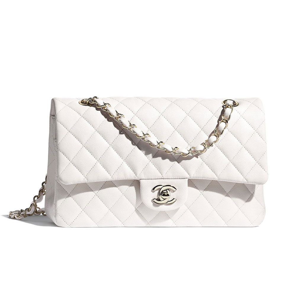Chanel Grained Calfskin White Classic Handbag A01112 Y33352 10601