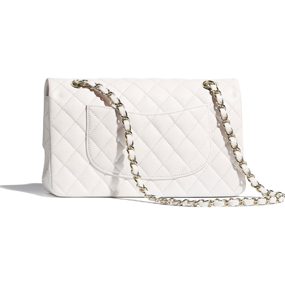Chanel Grained Calfskin White Classic Handbag A01112 Y33352 10601 - Photo-2