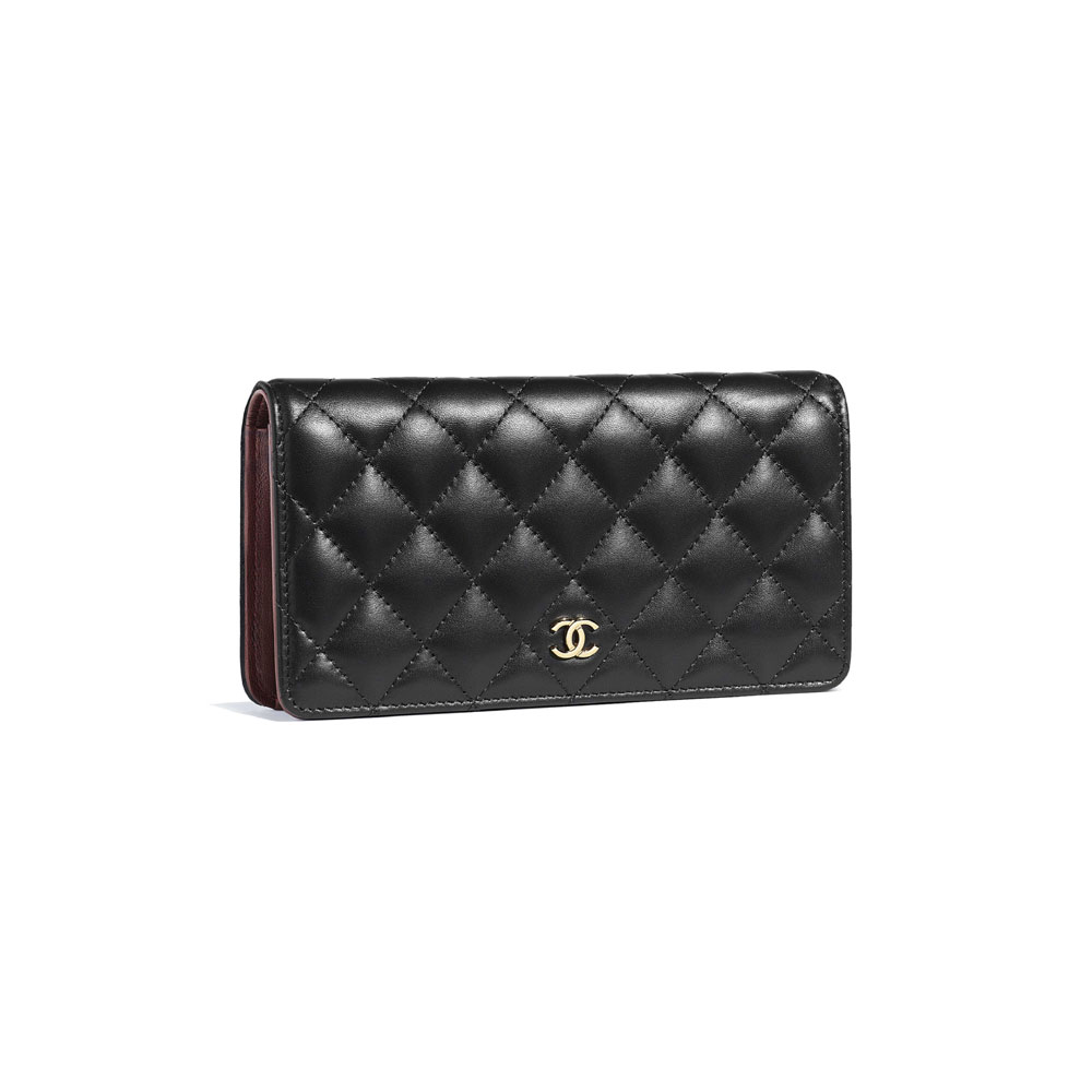 Chanel Black Classic Long Flap Wallet A31509 Y01295 C3906 - Photo-3
