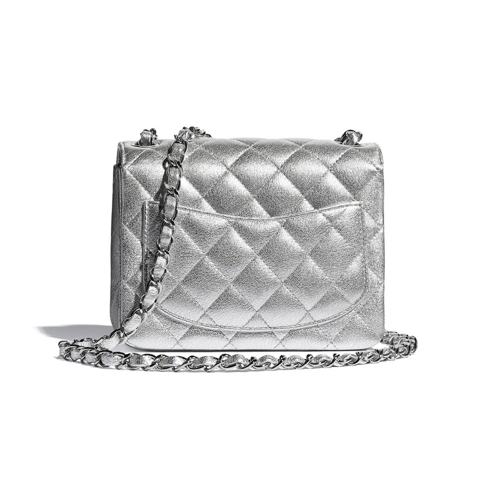 Chanel Metallic Lambskin Silver Mini Flap Bag A35200 B05213 45002 - Photo-2