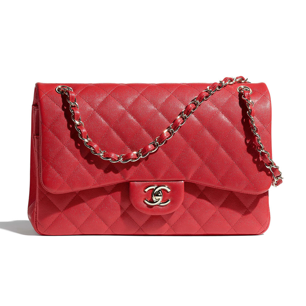 Chanel Grained Calfskin Red Large Classic bag A58600 Y33352 NC028