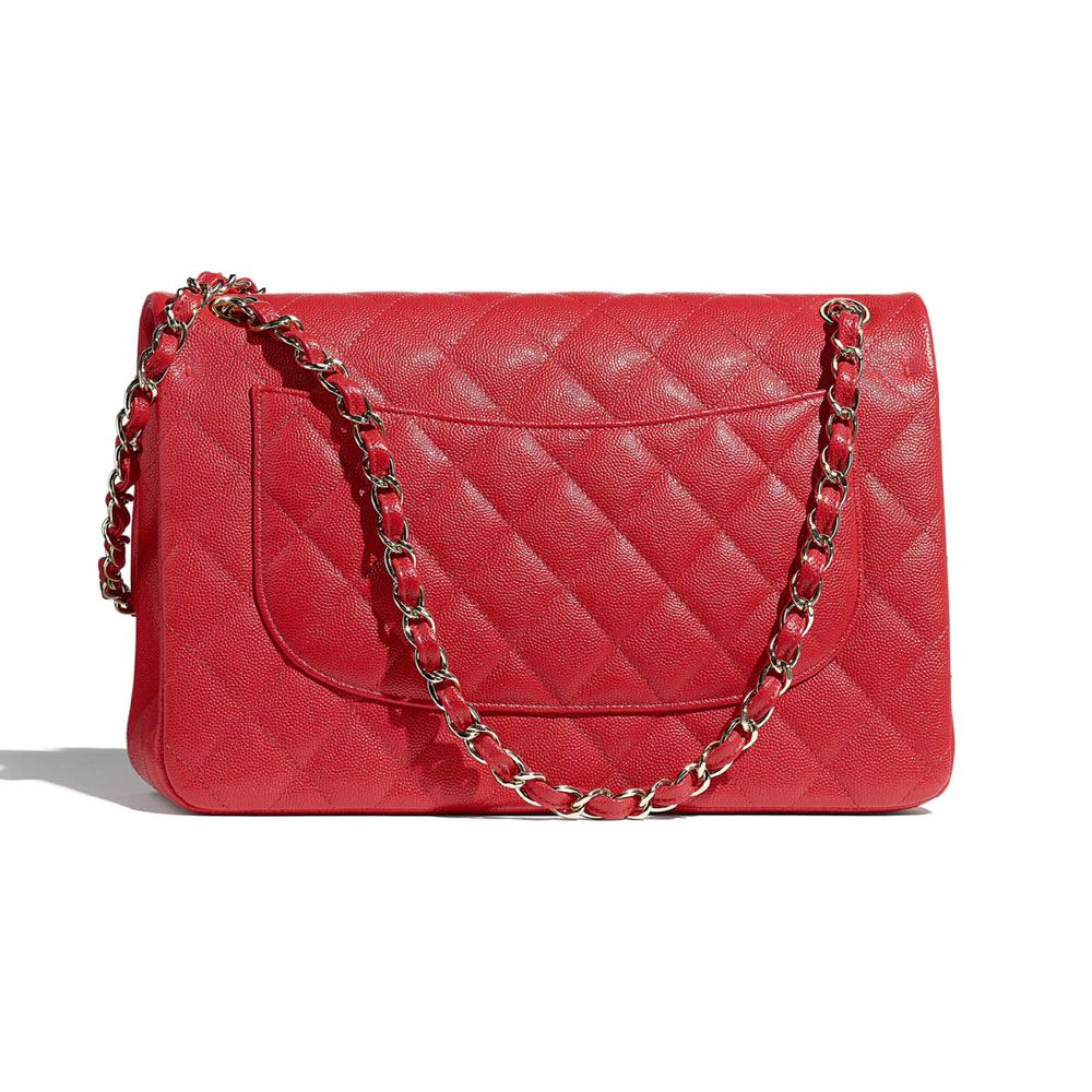 Chanel Grained Calfskin Red Large Classic bag A58600 Y33352 NC028 - Photo-2