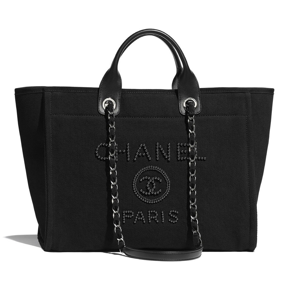 Chanel Mixed Fibers Black Shopping Bag A66941 B03181 94305