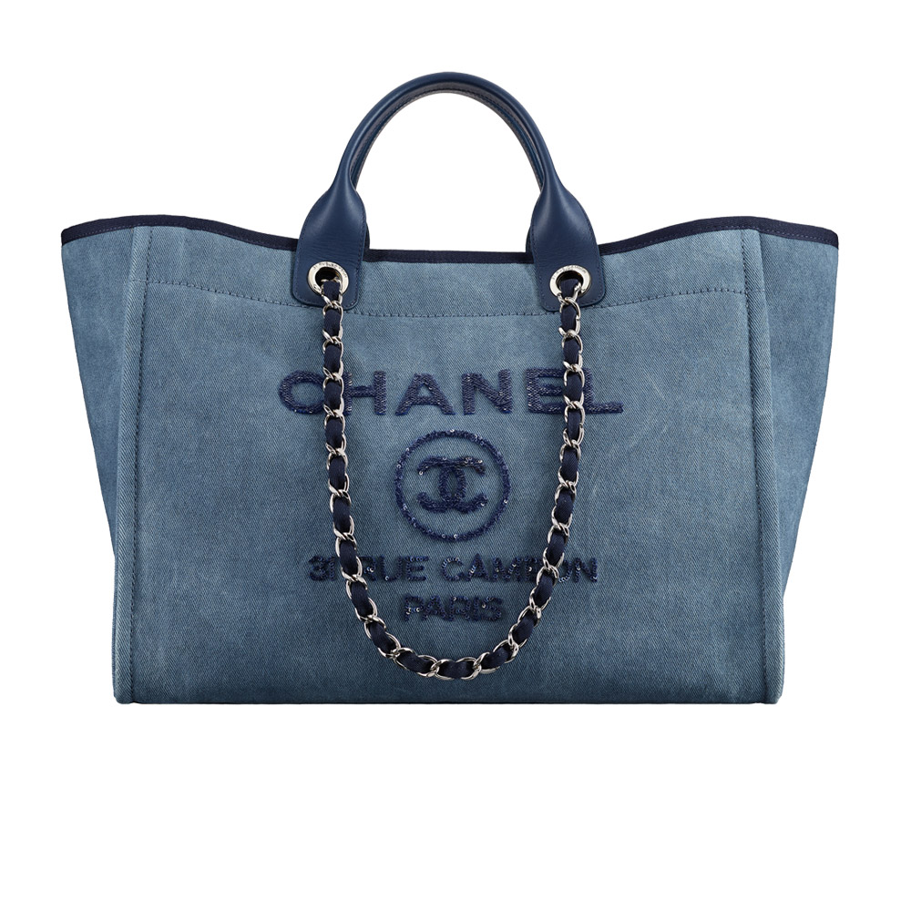 Chanel Large shopping bag navy blue A66941 Y61347 3B322