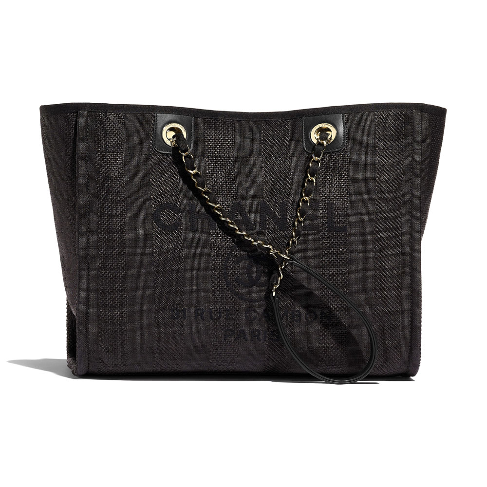 Chanel Mixed Fibers Black Large Shopping Bag A67001 B02336 94305